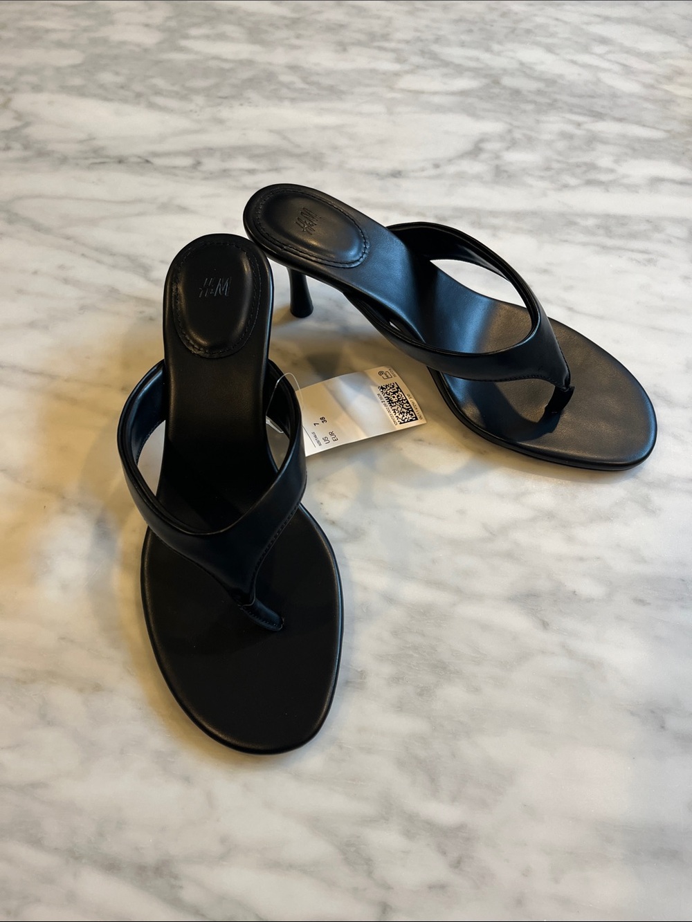 H&M Black Thong Heel Sandal US 7 EUR 38 - Picture 3 of 6